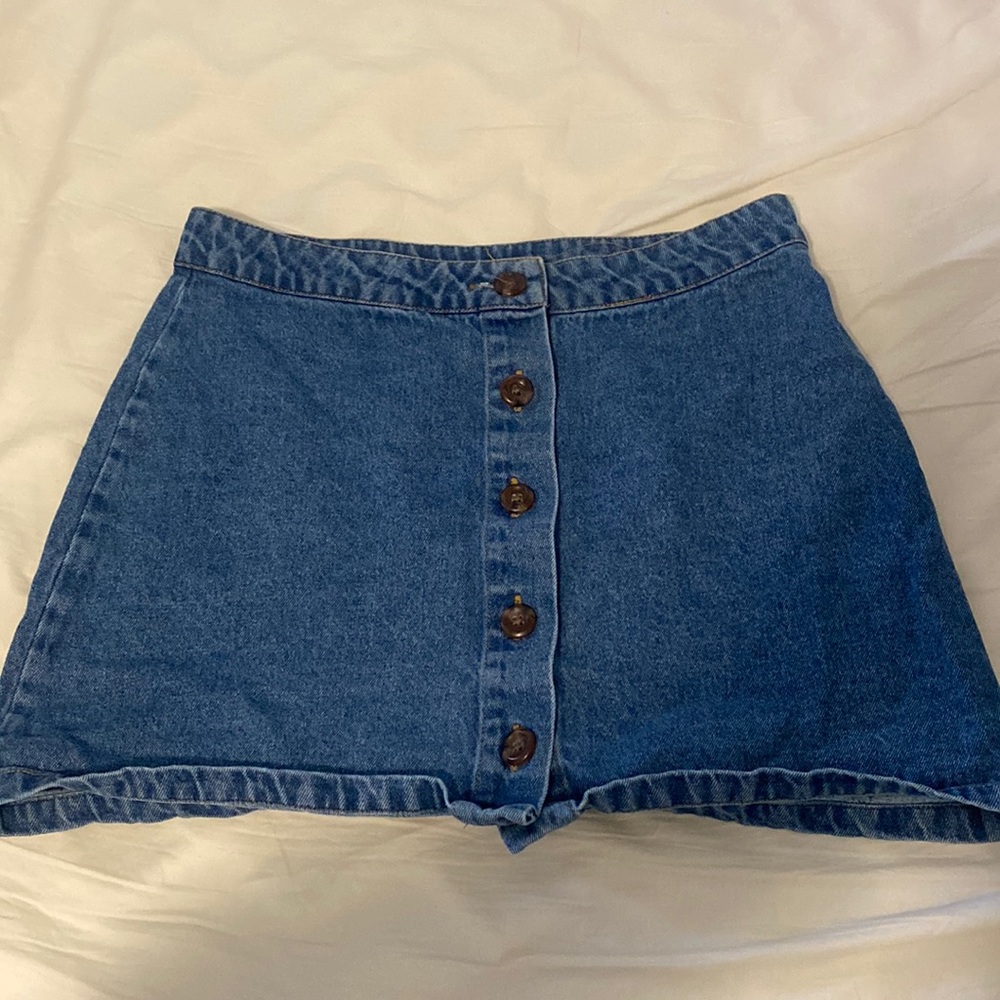 Forever 21; Blue jean button down skirt